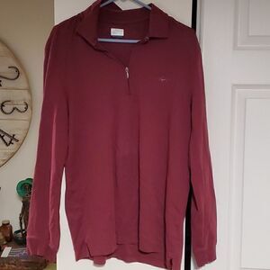 Men's long sleeve collared zip neck shirt